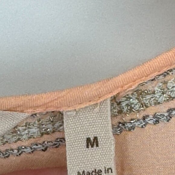 Soft Surroundings Peach gold Catalina Embroidered Tunic Top  Boho short sleeve - Picture 5 of 12